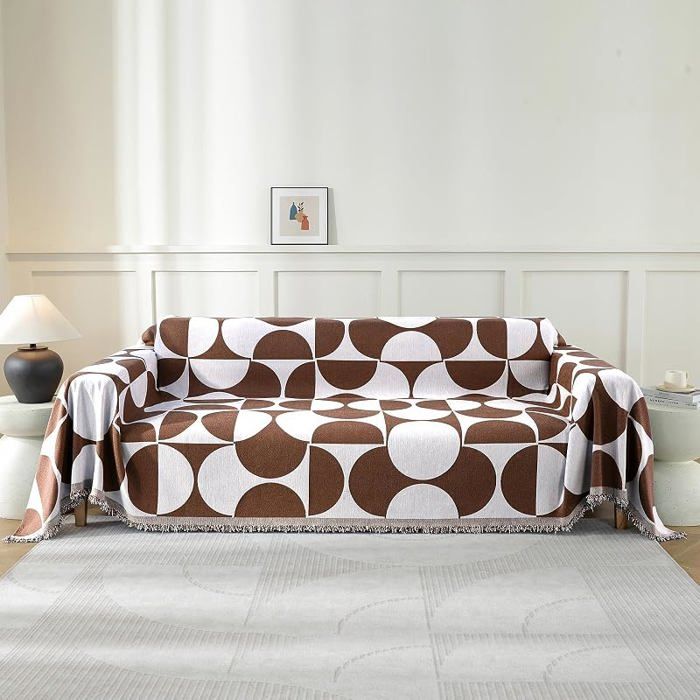 Housse Canapé Universelle Marron 180x280 cm Plaid Protection Grande Taille 1/2/3/4 Places Jeté Salon Décoratif HOUSSE DE CANAPE