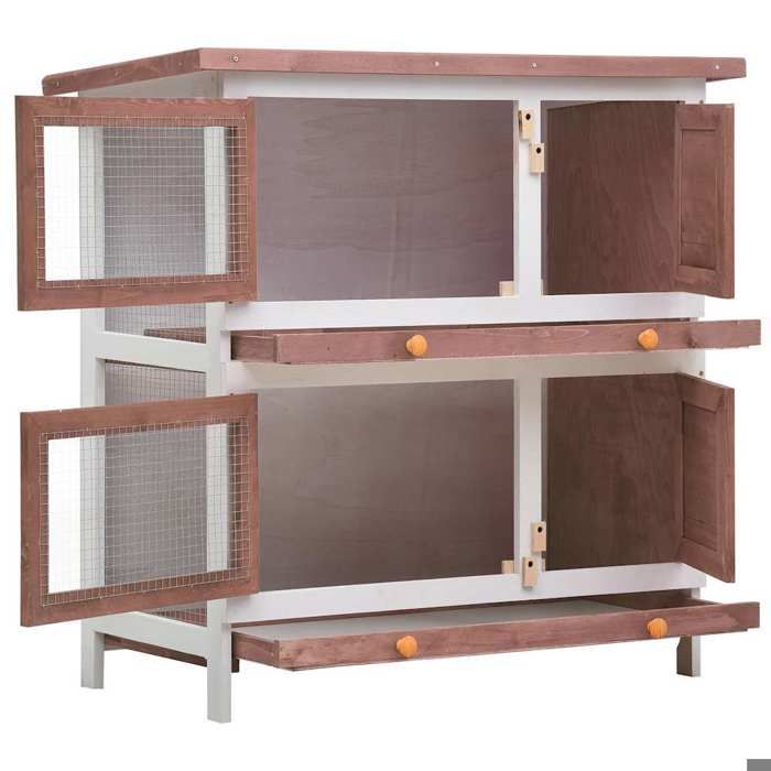 Soldes d’automneBrun Abri poules/animaux - Clapier dextérieur - 4 portes Marron Bois 6801176218087 Soldes d’automneBrun Abri poules/animaux - Clapier dextérieur - 4 portes Marron Bois 6801176218087