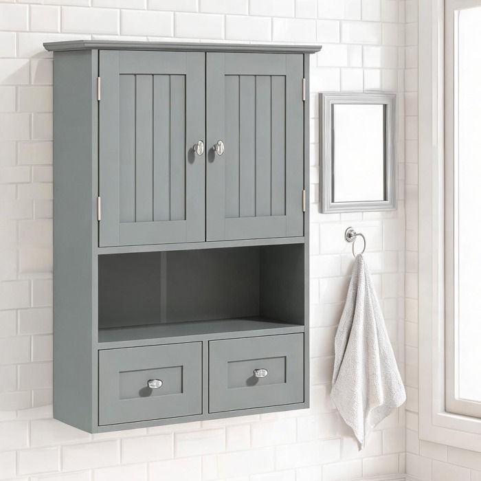 Armoire A Pharmacie en MDF Gris 50.8 x 17.8 x 66 cm