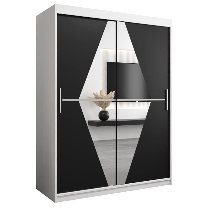 Armoire 2 Portes Coulissantes LUX 4 Avec Miroir Central - 245,5x110x64 Cm, Système HETTICH Silencieux, Coloris Artisan - 2