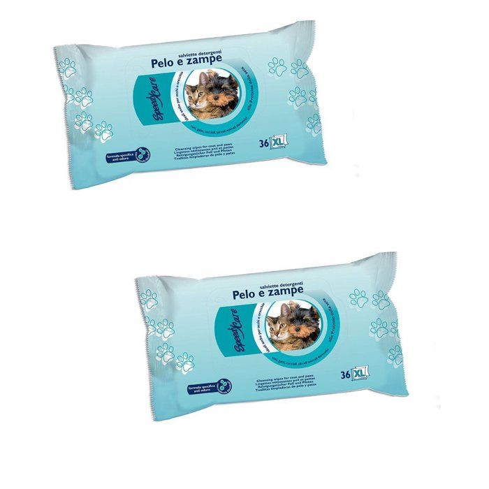 Lot de 2 paquets de 36 lingettes hygiène animaux Blanc