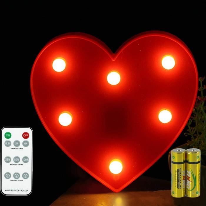Lettres Lumineuses HONPHIER® - Télécommande LED - Piles Incluses - Pour Décoration Fête, Mariage, Maison