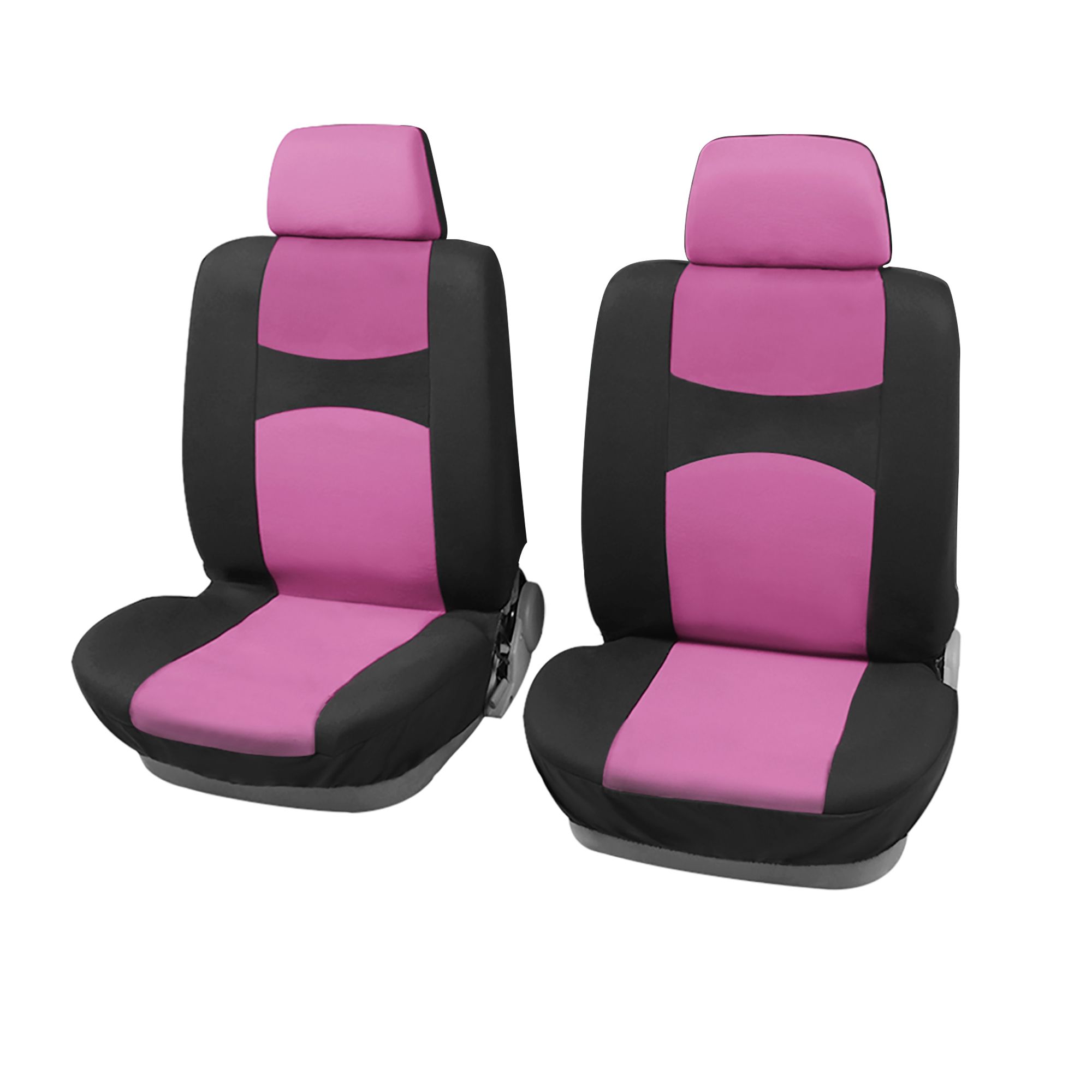 Kit housse de siège de voiture avant - Universel - Noir/Rose - Coton/tissu - Compatible Auto Camion SUV