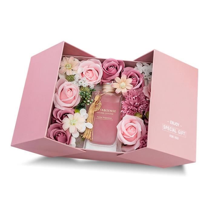 Ensemble, Coffret Cadeau Fleur De Savon Rose Avec Collier D