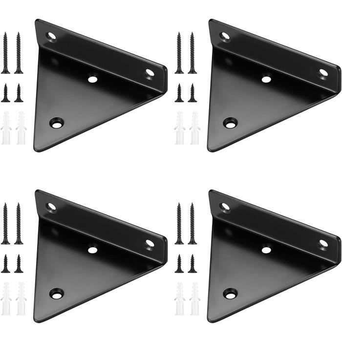 Lot De 4 Supports D'étagère Flottants Noirs - En Acier, 12 Pouces, Fixation Murale Solide