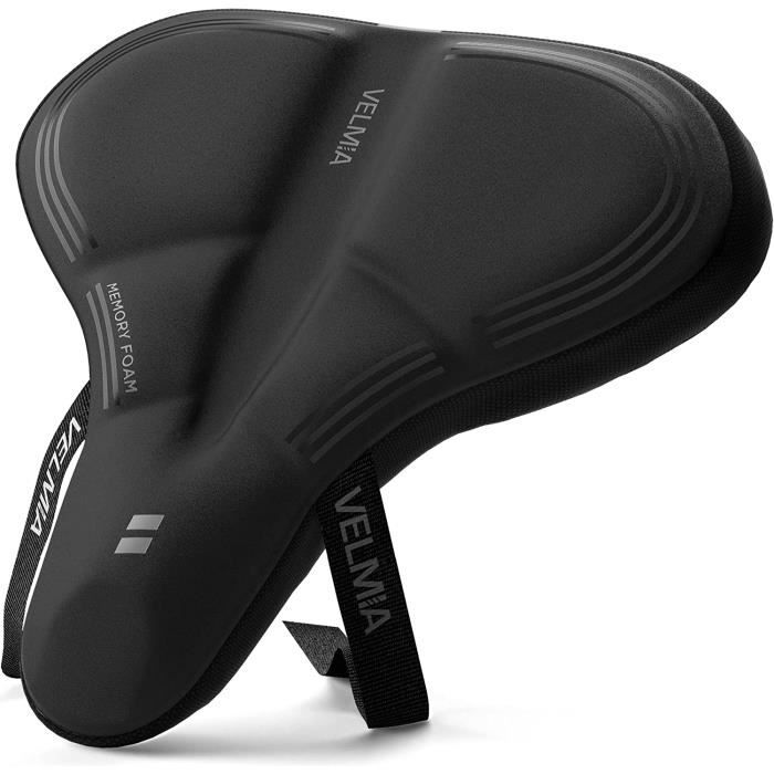 Delta Cycle Selle de vélo rembourrée en mousse à mémoire de forme – Selle de vélo confortable facile à monter – Double suspension antichoc pour une conduite confortable – Ajustement universel et