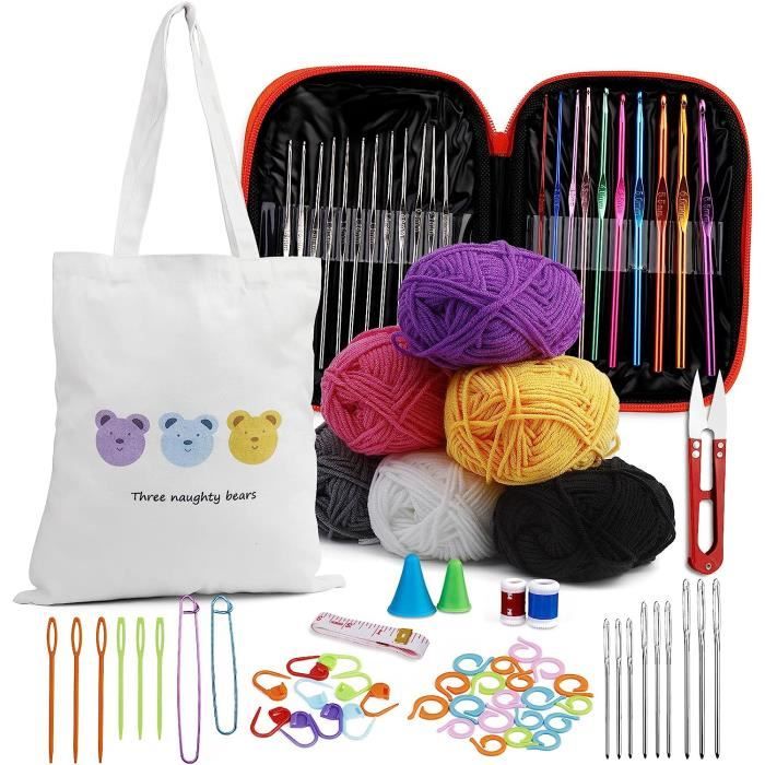 MYBAGZING Sac à Crochet Et Sac Fourre-Tout En Velours Côtelé Avec Poches Pour Crochets, Accessoires De Tricot, Bleu Marine, M, Rétro