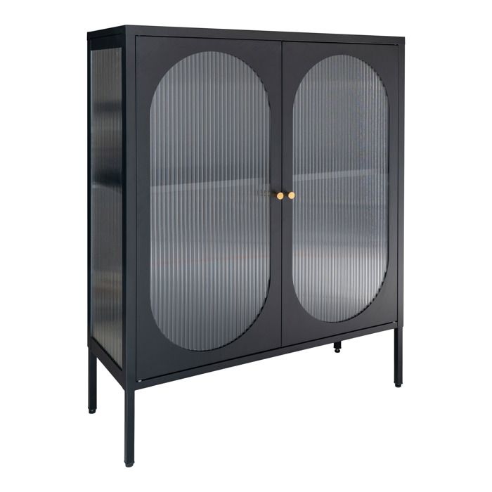 Adelaide Armoire vitrine basse, 2 portes vitrées, noir. Cdiscount Maison