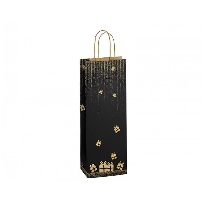 10 x Sac à vin en papier kraft noir sacscadeaux anniversaire Noel