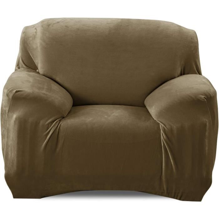 Housses De Fauteuil Velours Extensibles 1 Place - Lot De 2 - Protection Et Décoration Pour Canapé Chesterfield, Tullsta, Gris Foncé