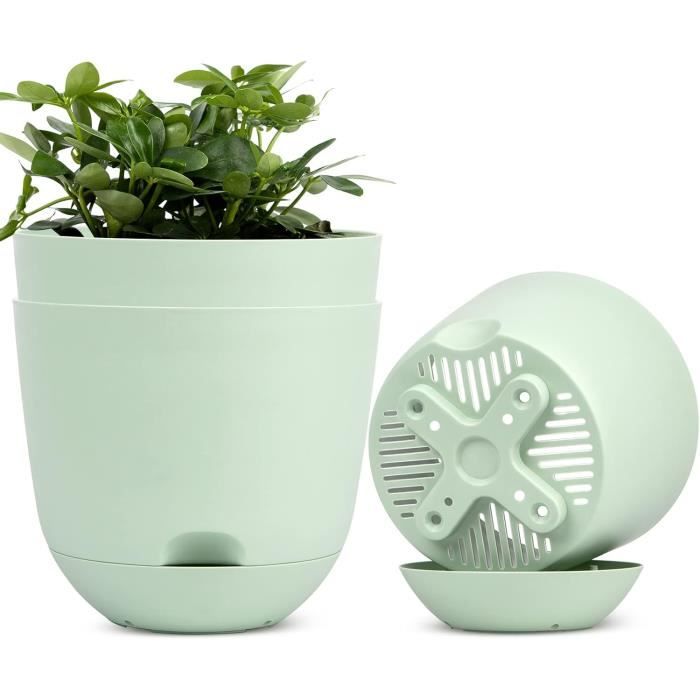 Kante Lot de 3 pots de fleurs rectangulaires en béton pour intérieur et