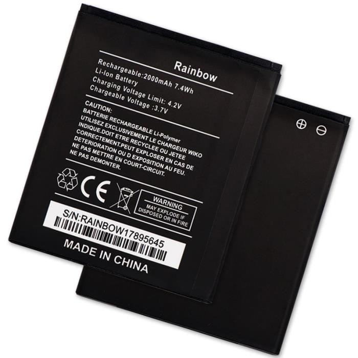 Mcdark 2000mAh Batterie Pour Wiko Rainbow Batterie de téléphone