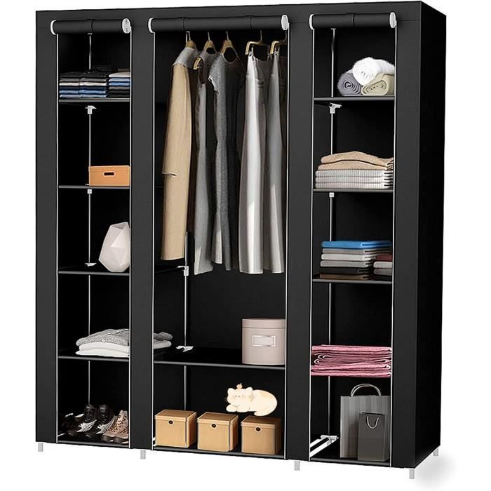Armoire Dressing Pliable HUOLE 167x45x170cm - Rangevetements Avec étagères Et Housse Anti-poussière