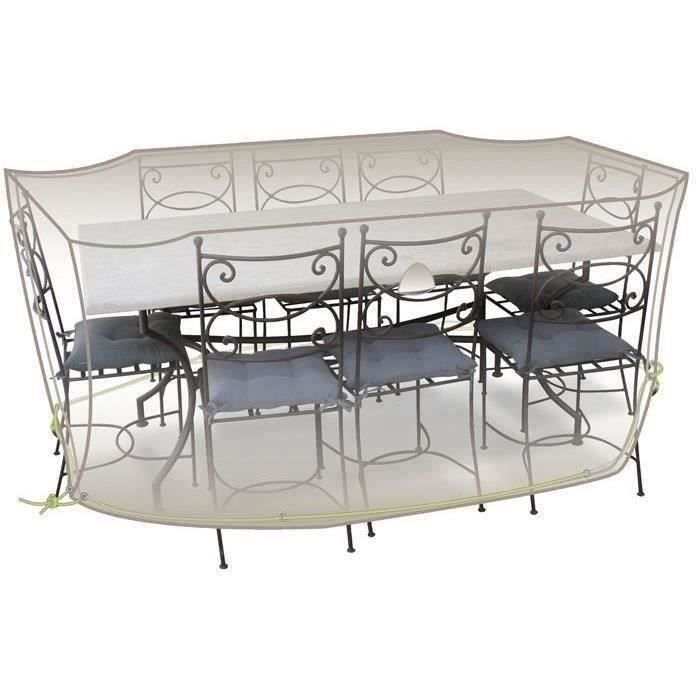 Housse table rectangle + chaises - 8 à 10 personnes - gris mastic