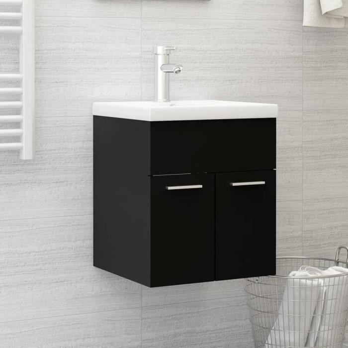 Meuble sous lavabo Noir Chêne 60x30x60 cm Bois d'ingénierie CFW38505