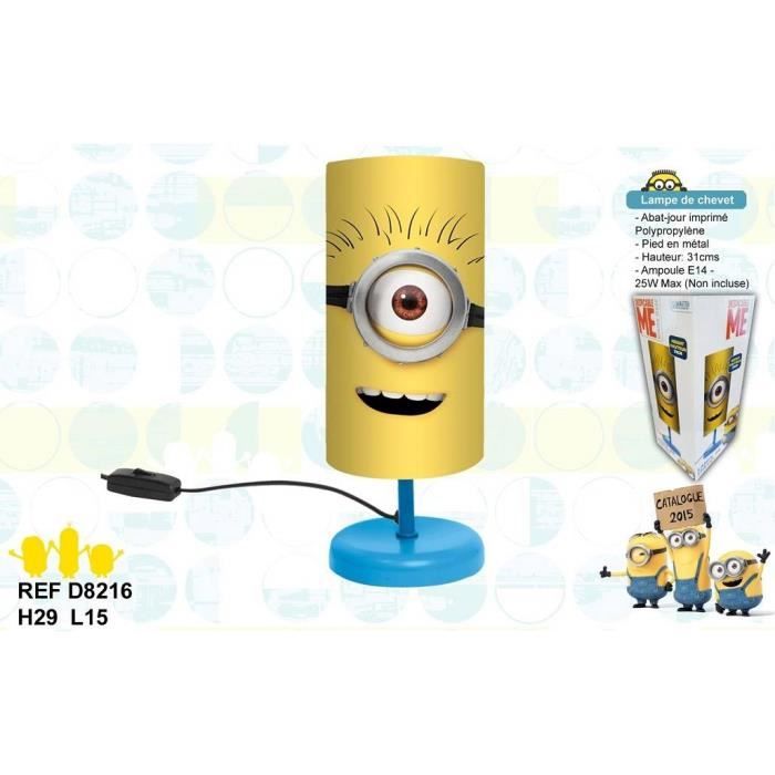 Lampe de chevet - Les Minions - Abat-jour en PVC - Pied en métal - 25W E14