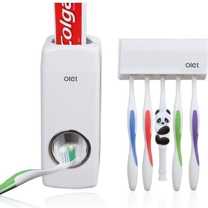 EZONEDEAL Distributeur automatique de dentifrice avec ensemble de 5  porte-brosse à dents
