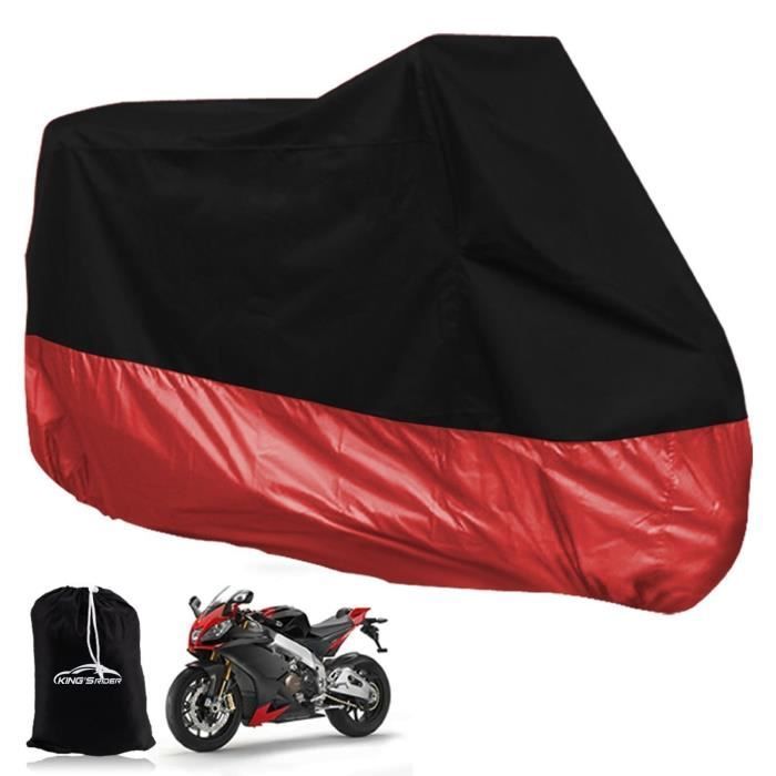 Housse De Protection Respirante Couvre-Moto Velo VTT Scoote Moto Bache Étanche Et Anti-UV Sac de Rangement Noir/ Rouge Taille XL