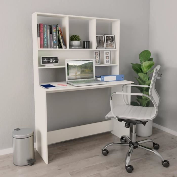 Table De Bureau Etagere De Rangement Bureau Informatique Bureau De Travail Avec Etageres Blanc 110 X 45 X 157 Cm Agglomere Achat Vente Armoire De Bureau Table De Bureau Etagere De Cdiscount