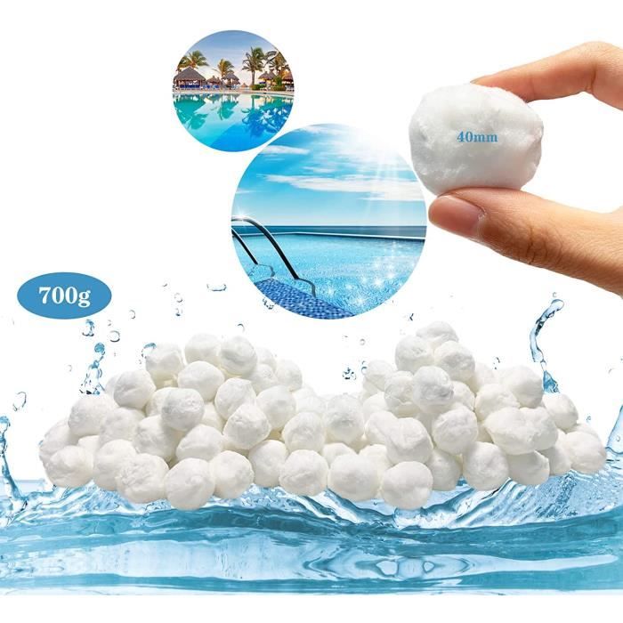 KATELUO 700g Boules De Filtre De Piscine - Balles Filtrantes Fibres Média Filtre Sable - Filtration Efficace Et Réutilisable