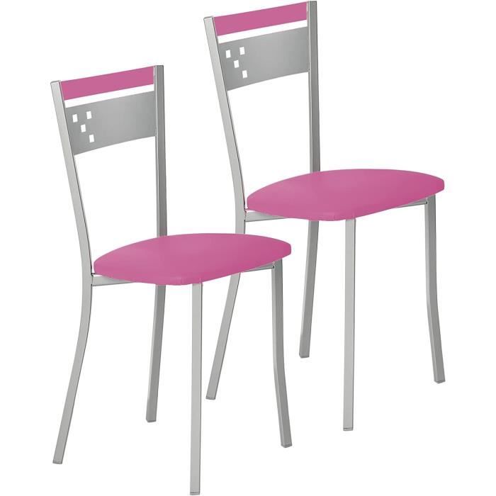 astimesa sccabrs deux chaises de cuisine, metal similicuir aluminium, rose, altura de asiento 45 cms