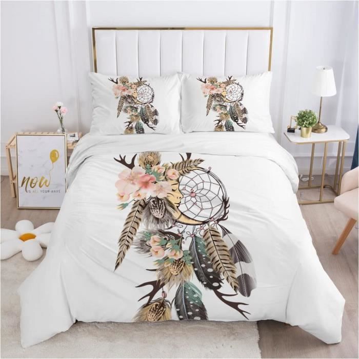 Housse De Couette Attrape-rêves 140x200 Cm + Taie 65x65 Cm - Microfibre Polyester, Noir, Motif Rêveur Pour Fille - 7