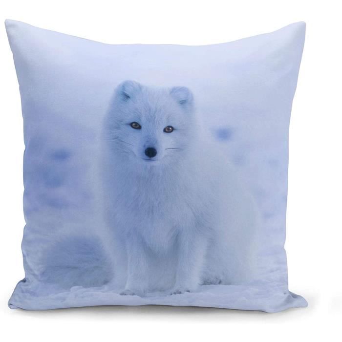 40x40cm 1861 Housse De Coussin Renard Polaire Neige Blanc Islande Mignon Kawai Vie Sauvage Cdiscount Maison