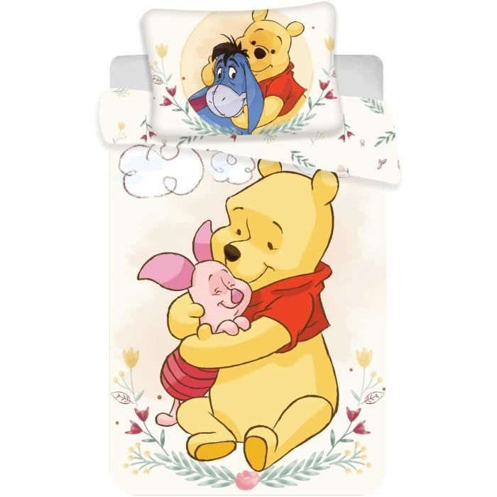 Winnie L Ourson Et Ses Amis Parure De Lit Bebe Housse De Couette Coton 140x0cm 50 Cdiscount Maison