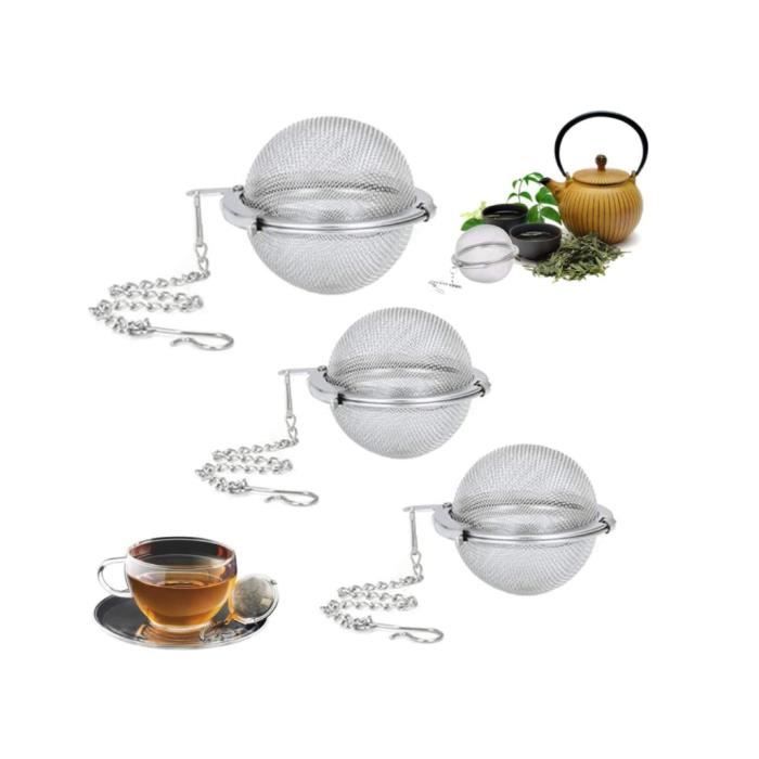 Filtre à Thé Avec Chaîne 3 Boules à Thé Acier Inoxydable - Filtres à Thé Avec Chaîne 5/7/9cm Accessoire Théière Lavable