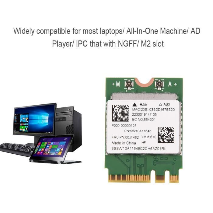 Carte WiFi Bluetooth, carte NGFF/M2 sans fil WIFI double bande Bluetooth  4.0 pour ordinateur portable, carte Bluetooth WIFI 2 en 1, - Cdiscount  Informatique