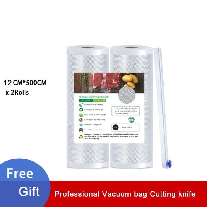 2Rolls x 12cm sacs pour scelleuse sous vide avec couteau d couper pour la conservation des aliments frai