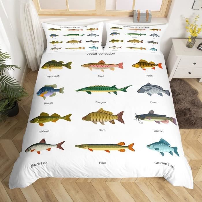 Housse de Couette 200x200 Poisson Parure de Lit 3D Housses de Couettes