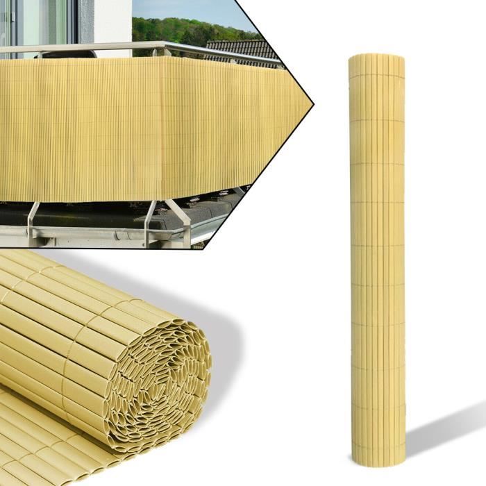 YUENFONG Brise-vue PVC Bambou 160 X 900 Cm - Clôture Jardin Balcon Avec Serre-câbles