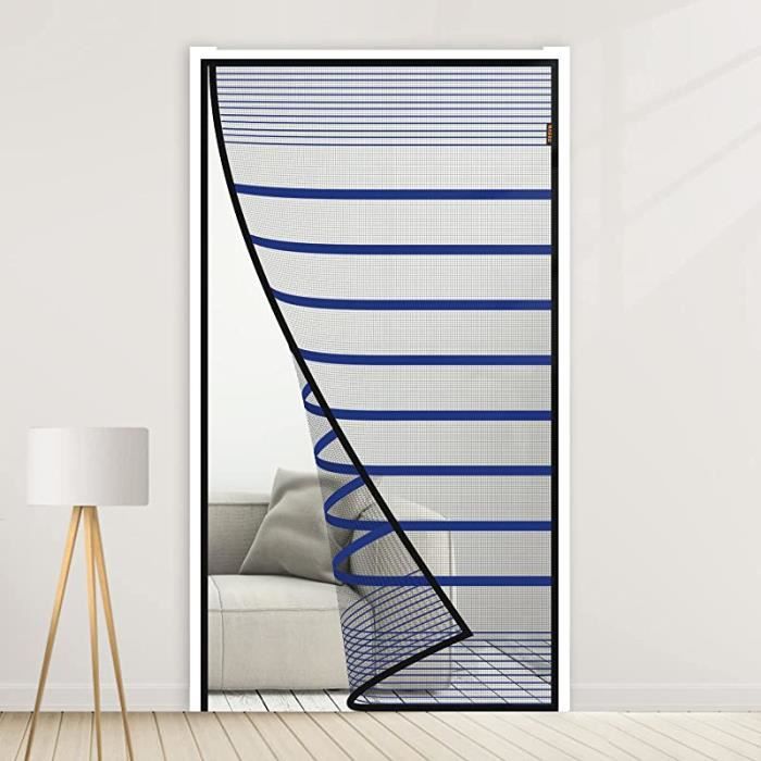 Moustiquaire Magnétique Gimars Pour Porte – 100x220cm – Noire – Fixation Velcro Sans Perçage – Pour Balcon Et Terrasse