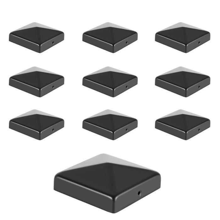 BMOT 10x Capuchon de poteau Clôture Capuchon de clôture Carré Pyramides Pyramide Noir 91mm