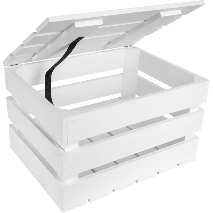 Boîte Rangement Bois XXL Creative Deco 40x30x22 Cm - Coffre à Décorer Brut Non Ponçé Avec Couvercle