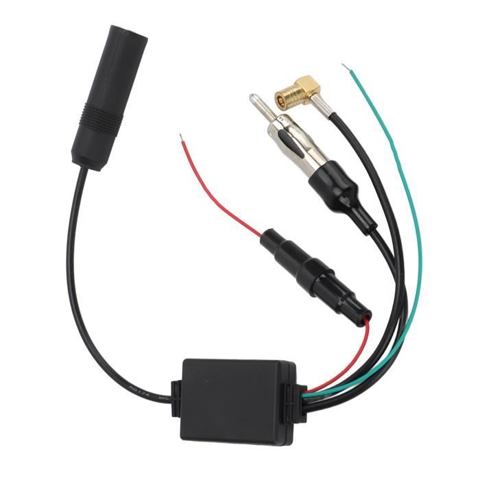 Amplificateur Antenne Autoradio FM AM DAB+ 12V-24V - Booster Signal Puissant SMB Vers DIN Pour Voiture Camion