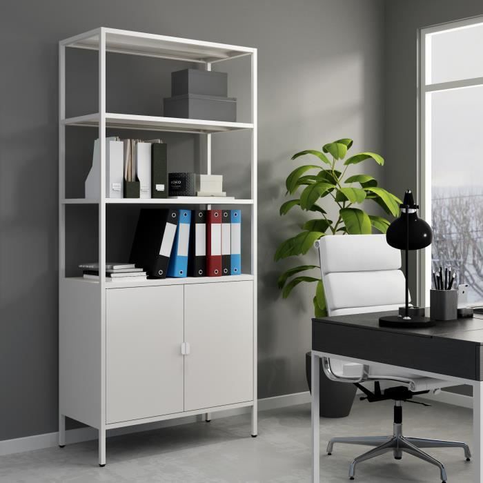 armoire de bureau hailuoto acier 180 x 80 x 40 cm gris clair