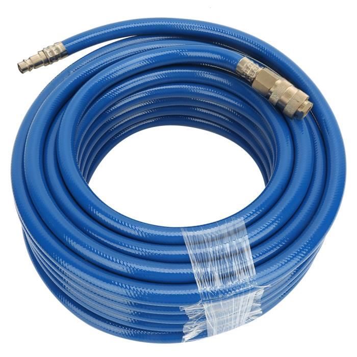♧Tuyau d'Air Comprimé pour Compresseur, 15 Mètre Flexible Tuyau Pneumatique  en PVC avec Connecteur Rapide Bleu--MOO♧ - Cdiscount Bricolage