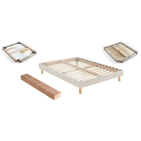 MERINOS Sommier 140 x 190 Self Kit tisse sable blanc 1419