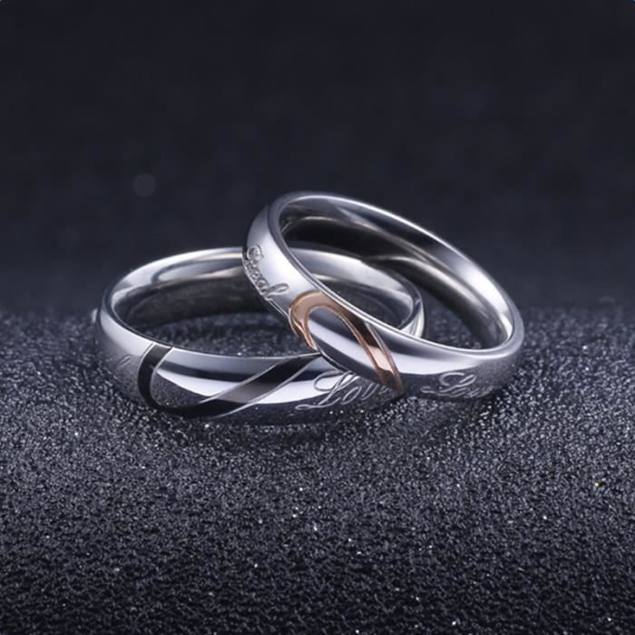 Bague 12noirmode En Acier Inoxydable Ht Forme Puzzle Promesse De