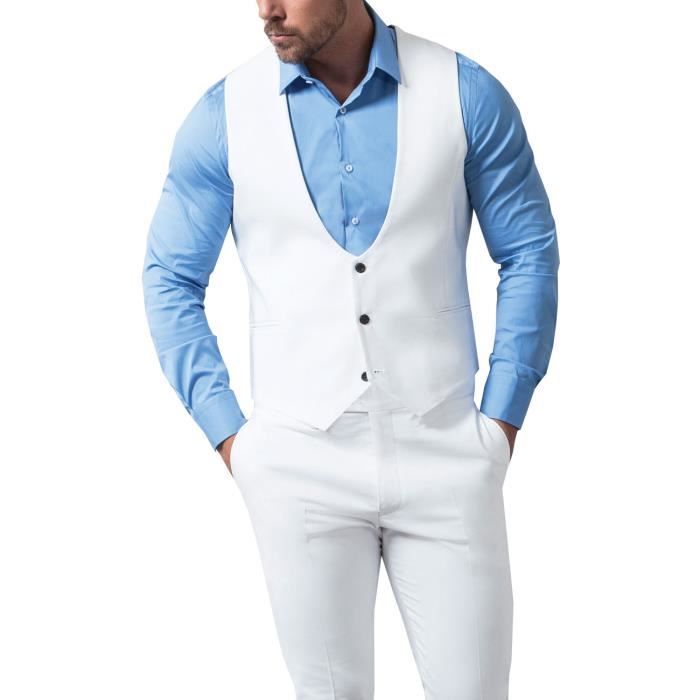 Avail London Homme Gilet Blanc Croise Blanc Cdiscount Pret A Porter