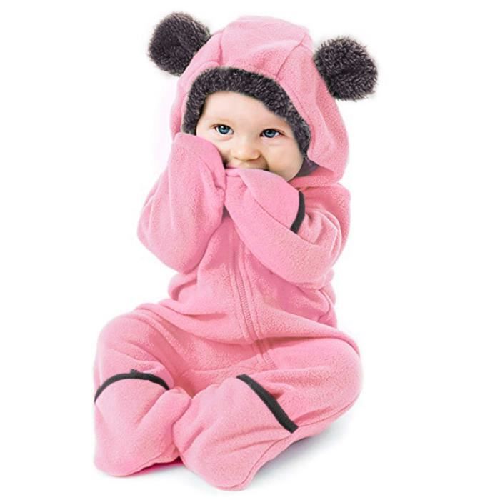 0 3 Ans Combinaison En Peluche Grenouillere A Capuche Hiver Une Piece Zippee Pour Nouveau Ne Pour Bebe Mixte Garcon Fille Rose Cdiscount Pret A Porter