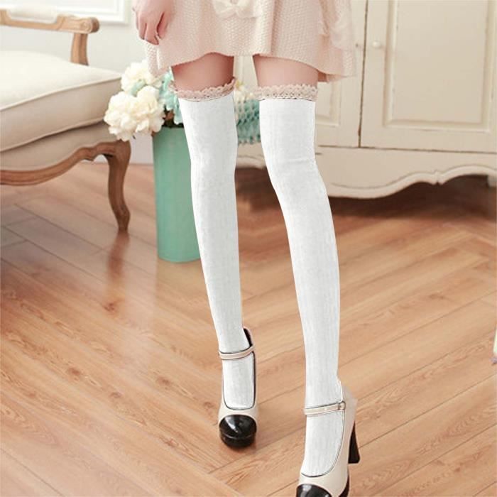 Femmes Lady Coton Chaud Cuisse Haute Long Bas Tricot Sur Le Genou