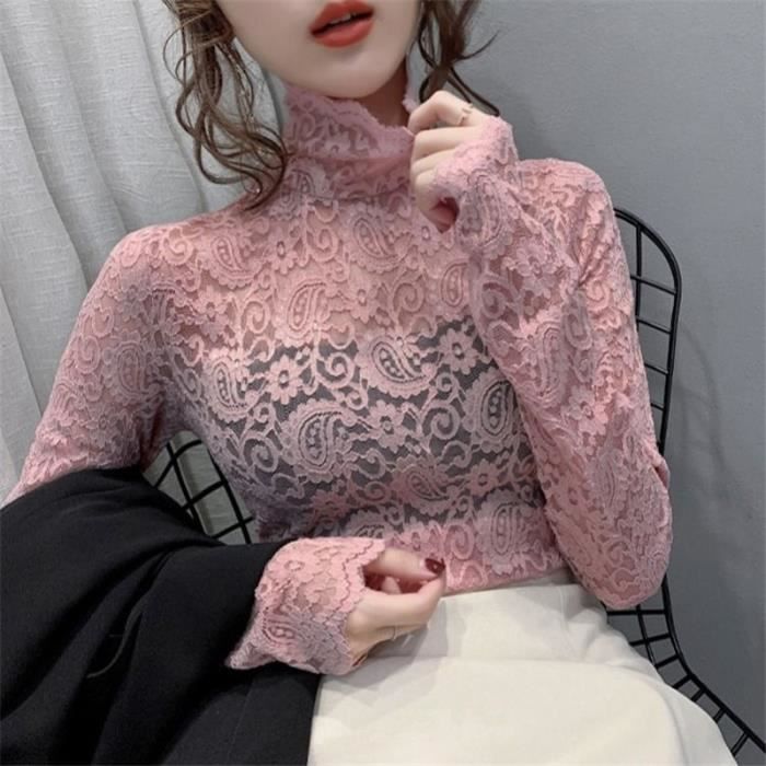 Haut Femme Dentelle Ajourée Manches Longues – Léger, Respirant, Parfait Printemps-été