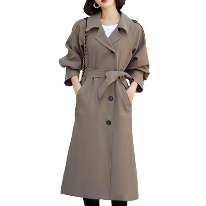 Trench Long Femme Trench Coat Simple Boutonnage Slim Fit Coupe