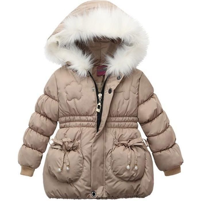 Doudoune a capuche mi longue pour bebe fille Marque Gris 100 Polyester Fermeture eclair avec bouton