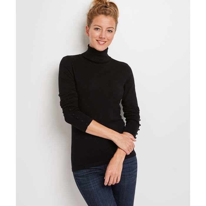 GRAIN DE MALICE Pull col roule noir femme Black Cdiscount Pret a Porter