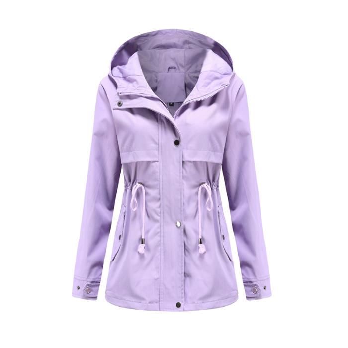 Onsoyours Veste De Pluie Femme Manteau Imperméable Poncho Pluie à Capuche Zippé Cape De Pluie Manches Longues Coup Vent Raincoat Pour Voyage Camping Randonnée Vacance Unisexe A Blanc 34