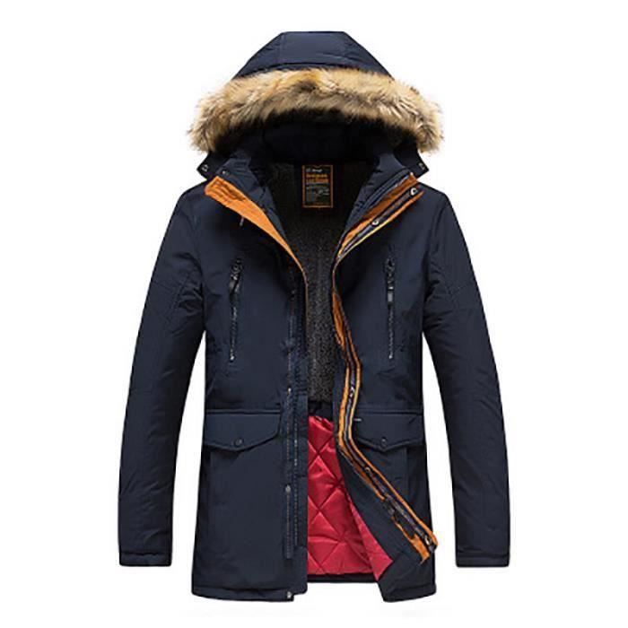 doudoune bleu marron